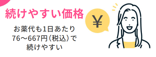 特徴①：診察料0円＆薬代も続けやすい価格